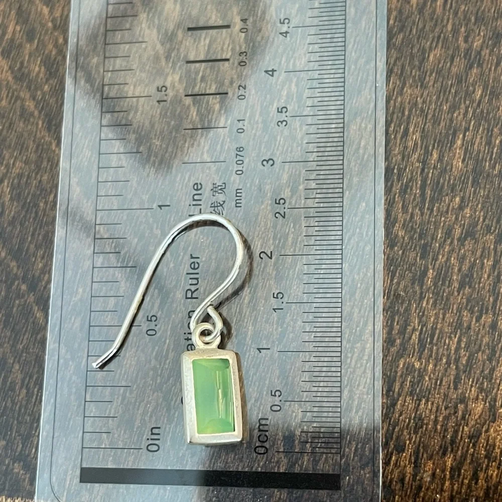 Sterling Silver and Jade Earrings - Picture 5 of 6